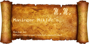Maninger Miklós névjegykártya